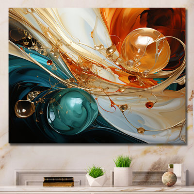 Orange and emerald marble lava II - Abstract Painting Framed Wall Art