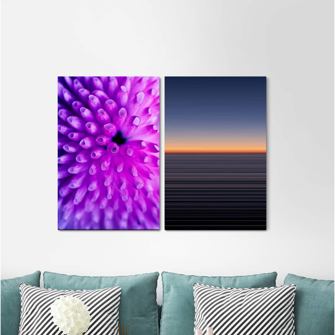 2-tlg. Leinwandbilder-Set - Fotografie „Coral Underwaters Sunset Horizon Sea Violet”