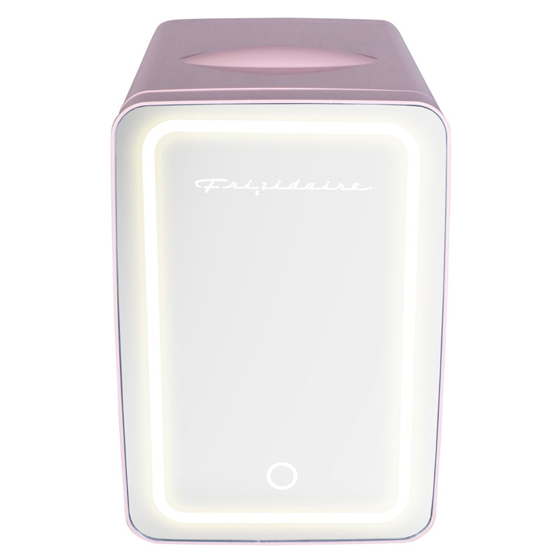 Compact Pink Thermoelectric Mini Fridge with Lighted Mirror Door
