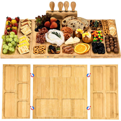 Bamboo Cooked Food Platter And Knife Set