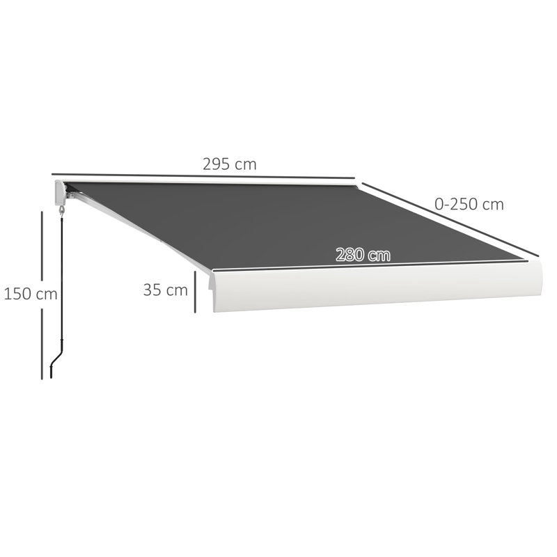 Dakota Fields 295cm W x 250cm D Polyester Cover Motorised Retractable Patio Awning,Door Canopy,Window Awning,Freestanding Awning