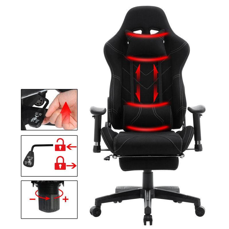 Inbox Zero PC & Racing Game Chair, Black