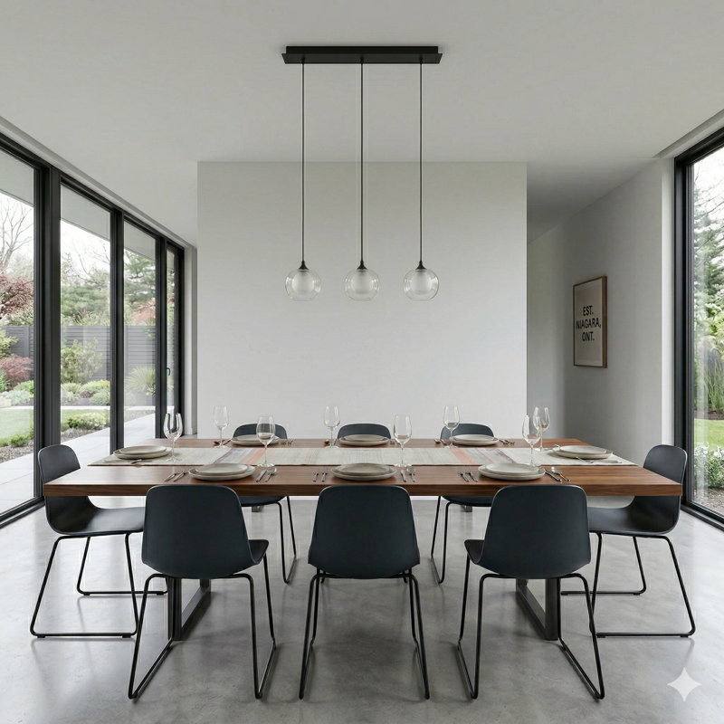 Luminaire suspendu pour îlot de cuisine 3 lumières Mission, Noir