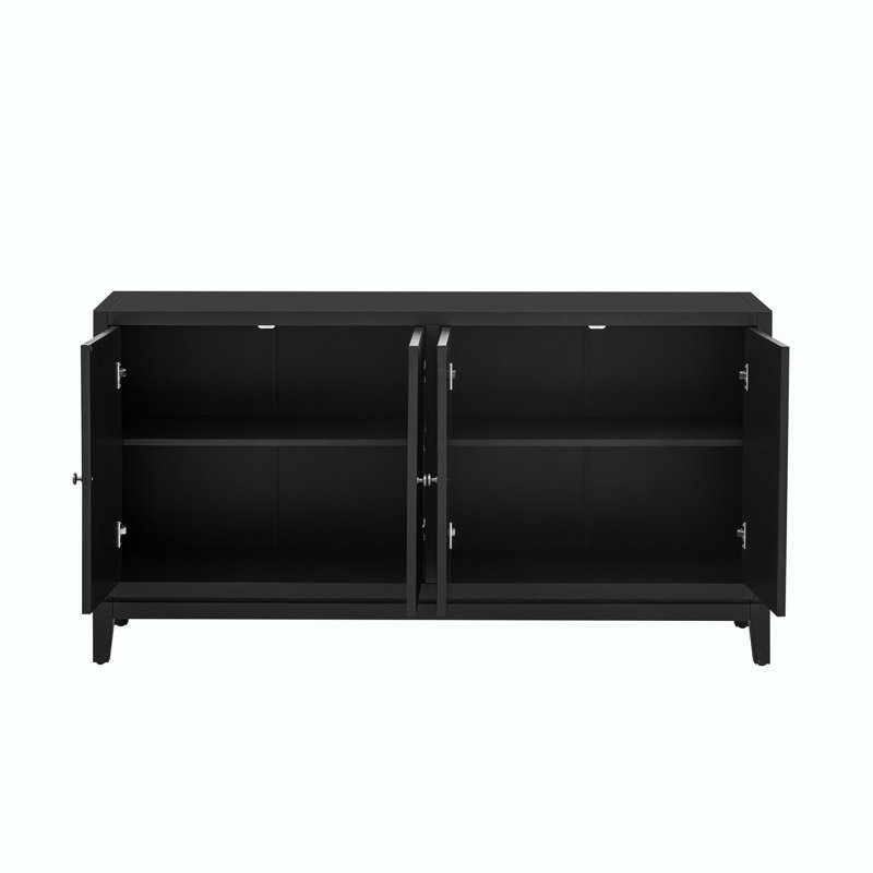 Console avec rangement et armoire de rangement, Noir, noir, noir, noir