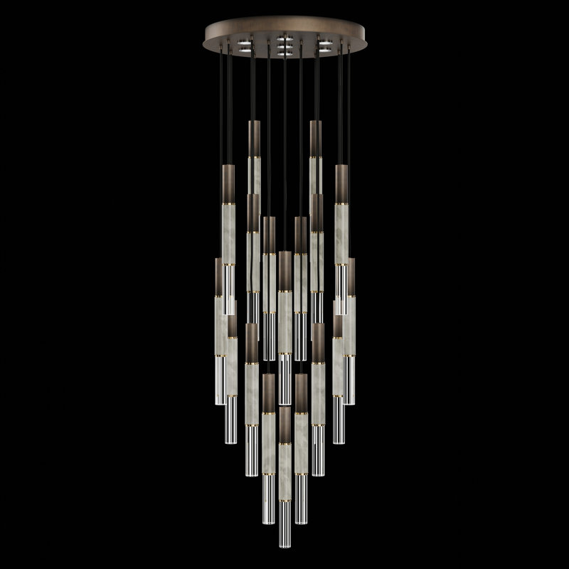 Luminaire suspendu rond l 31 po Antonia, Bronze standard / laiton