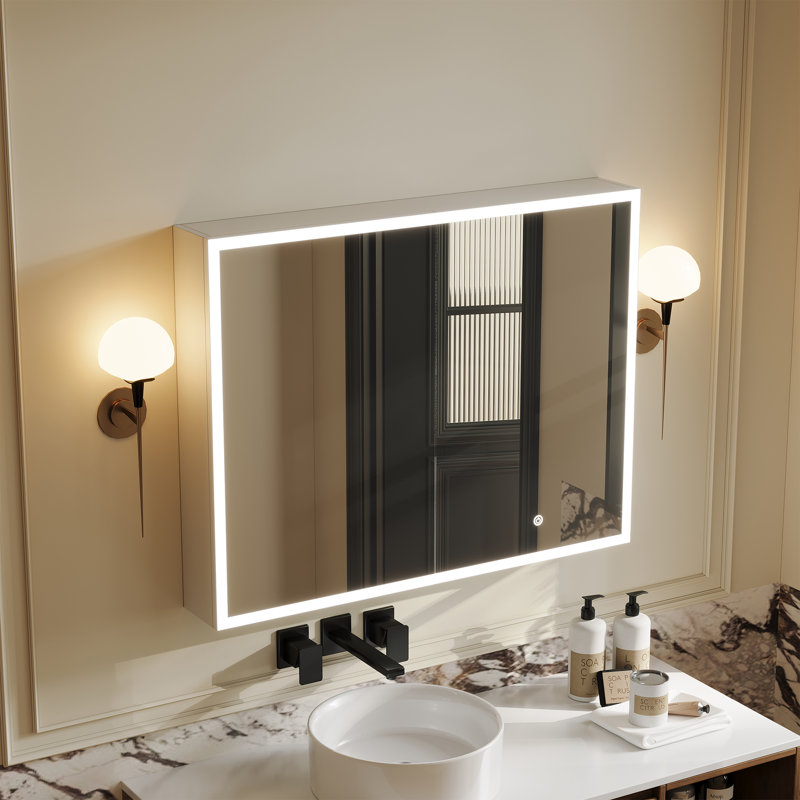 Illuminated Wall - Mounted Medicine Cabinet With Led Trim