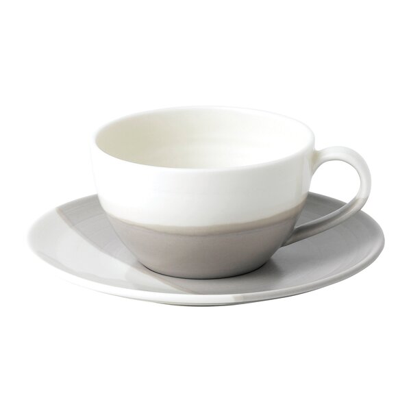 Vietri Lastra Espresso Cup & Saucer - Light Gray