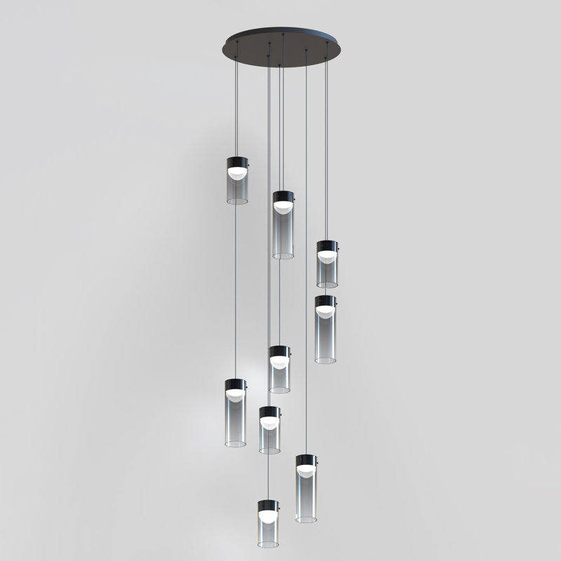 Delonda 9 Light Glass Dimmable LED Pendant, Graduating Smoke