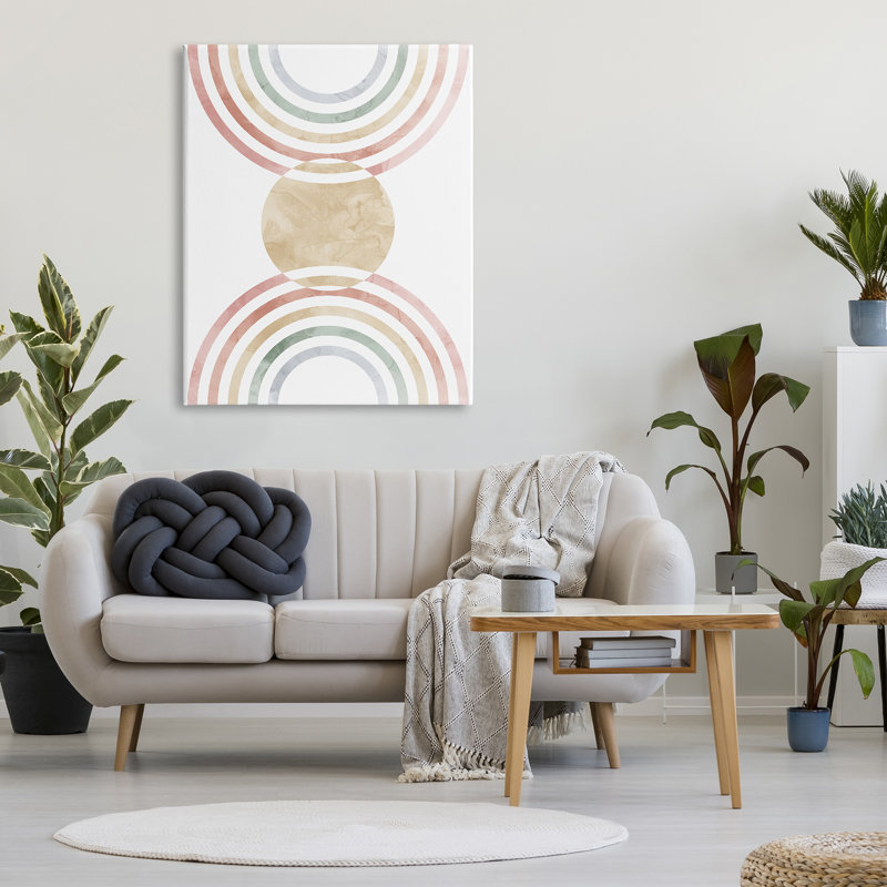 «Circle with Abstract Rainbows», art mural par Lil 'Rue, H 48 po x l 36 po x P 1,5 po