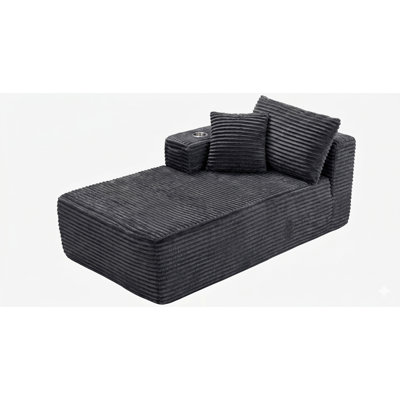 69" Wide Modern Open End Compression Sofa With Right Armrest, Deep Seat Asymmetric Lounge Design