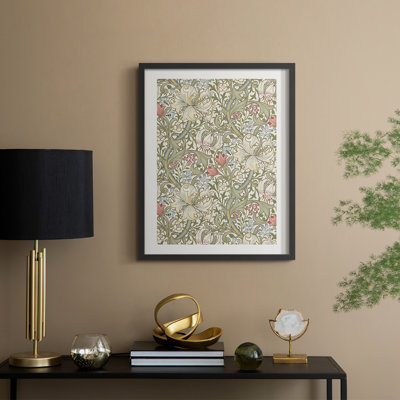 Reproduction florale rétro encadrée de couleur cccv - bois massif