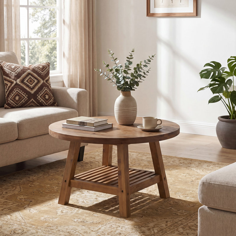 Table basse ronde en bois massif