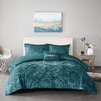 King/ King Teal Velvet Duvet Cover - Button Closure And Corner Ties For Practicality Bed Construction Long-Term Use