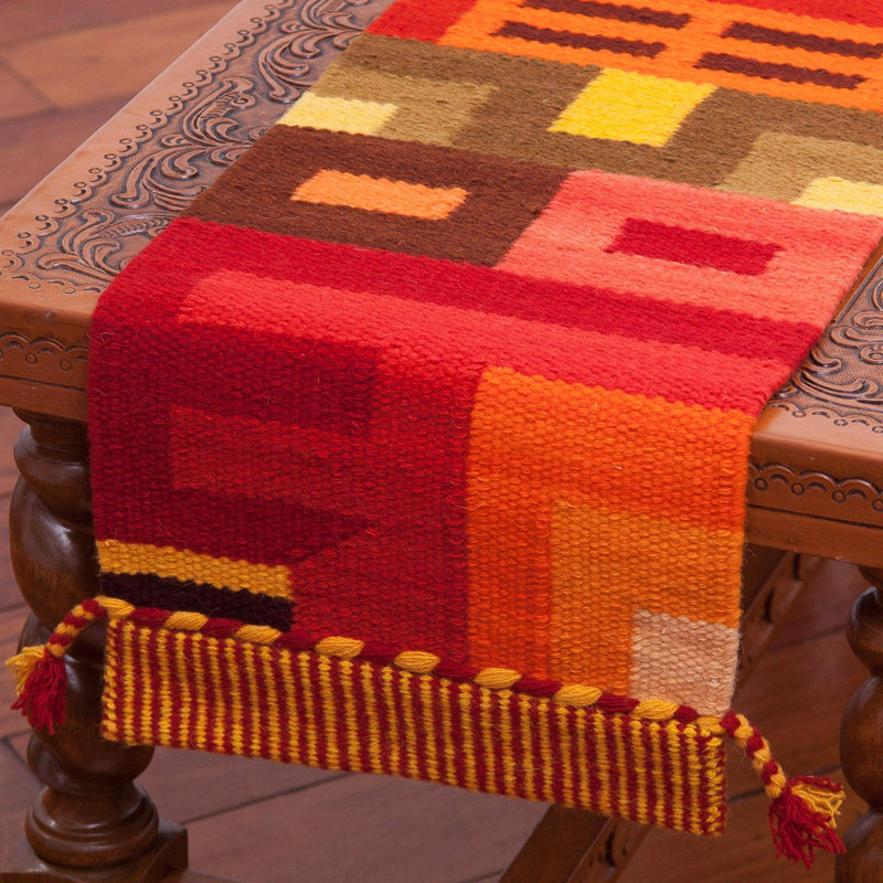 Geometric Cotton Blend Table Runner