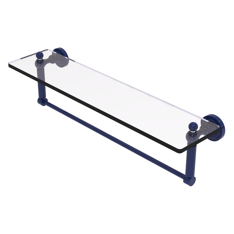 Tablette de meuble-lavabo en verre avec barre à serviettes intégrée Dottingham, H 5 po x l 22 po x P 5 po, Bleu méditerranéen
