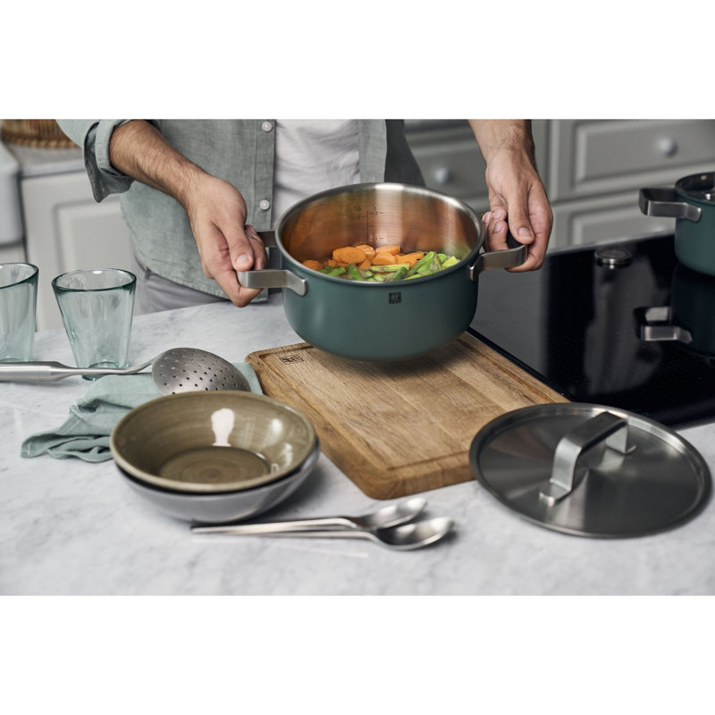 ZWILLING Pure 6-Pc Stainless Steel Cookware Set, Rose, Green