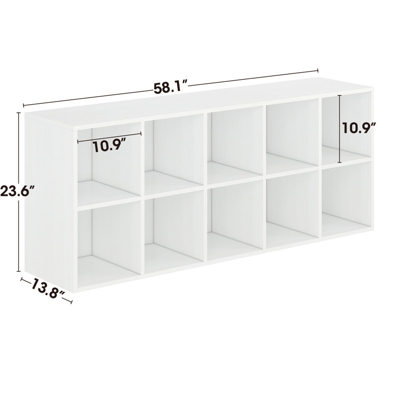 Hokku Designs Shoe Rack, 10 Compartment Open Storage Display Shoes Organizer FSSR018, Ivory White