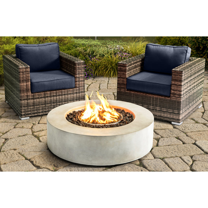 Ensemble de conversation pour 2 personnes avec foyer et coussins Sunbrella Lsi, Bleu marine