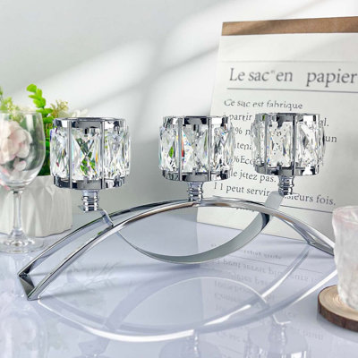 Bougeoirs en cristal à 3 bras