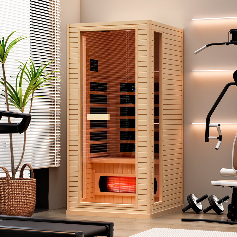 Erommy Single Sauna, Low Emf Far Infrared Sauna, Home Spa Sauna With Bluetooth Speaker, Chromotherapy Lighting + Red Light Function