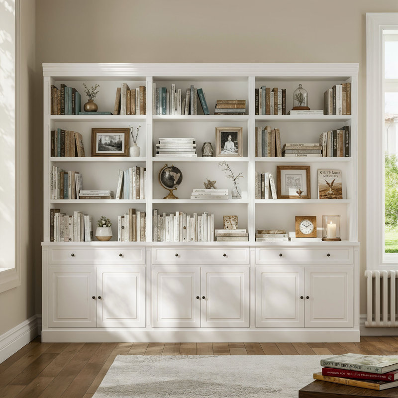 91'' H X 102.4'' W 3-Drawer 6-Tier Bookcase Storage Cabinet