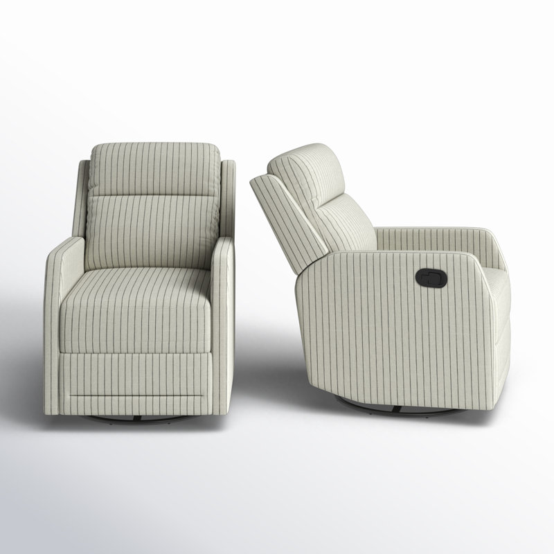 Caleya Modern Swivel Rocker Manual Recliner, Light Gray