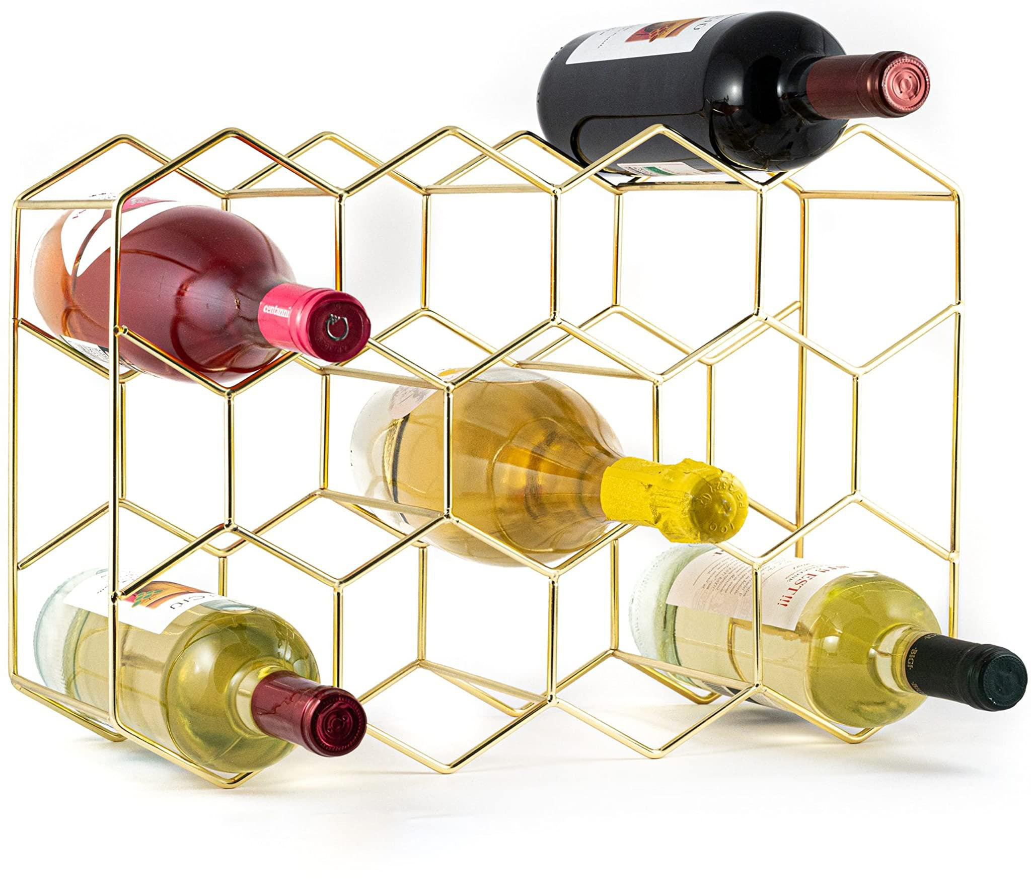 Mercer41 Countertop Wine Rack - 14 Bottle Freestanding Modern Gold ...