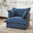 Plush Navy Upholstered Chenille Accent Chair with Oversized Cloud Cushions-346721711