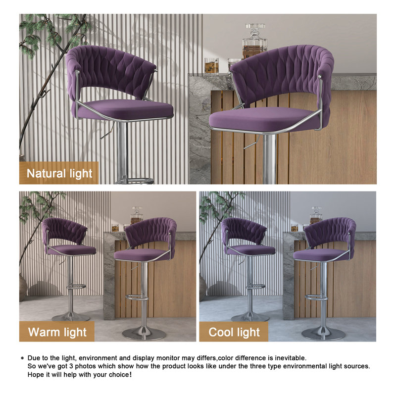 Tabouret de bar Christal, Mauve, Argent argent