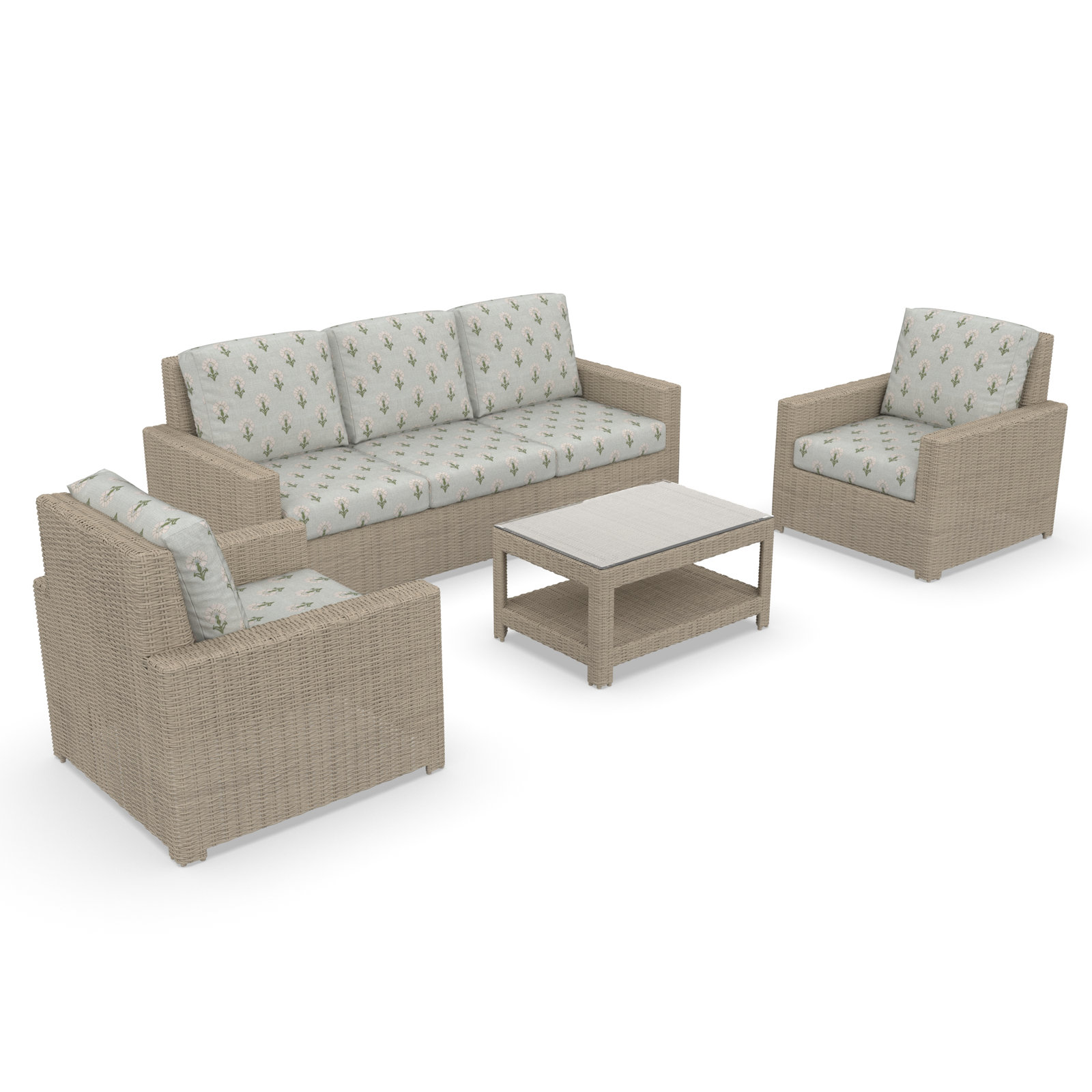 Henri 5-Person Sunbrella® Patio Seating Group, Mira Celeste