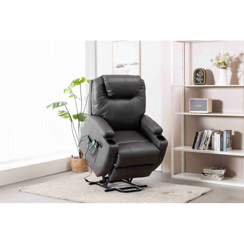 Fauteuil inclinable électrique en cuir Jesseca, Similicuir gris foncé