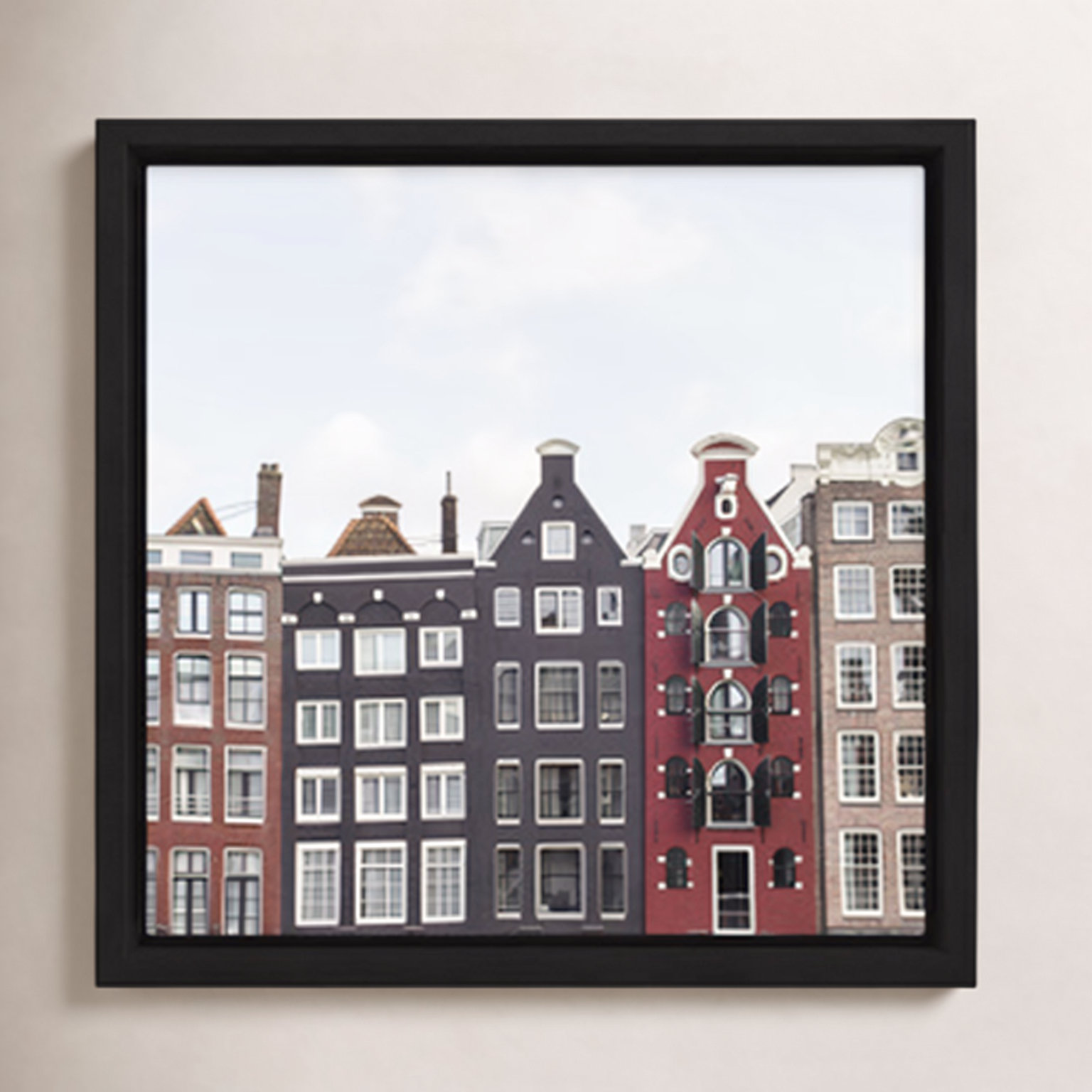 Taffy "Typical Houses of Amsterdam" Print, Black Framed Canvas, No, 12" H x 12" W x 2" D