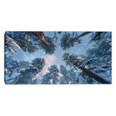 «Snowfall Skyward Pines», art mural sur toile