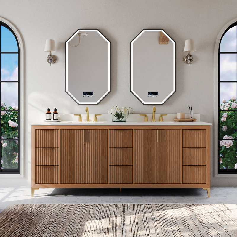 Turlington Freestanding Standard Bathroom Vanity with Top, Sienna, 84"