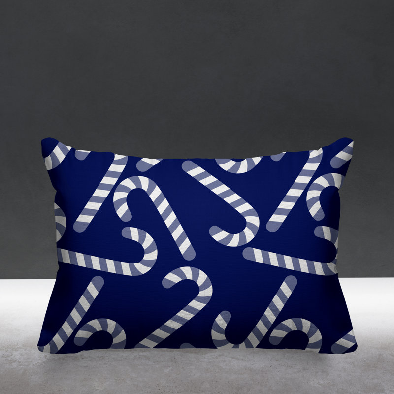 Coussin décoratif intérieur / extérieur Christmas Candy Cane, Marine