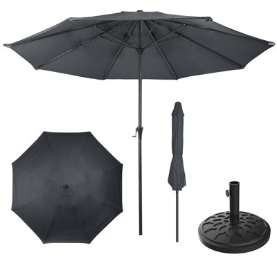  9 Ft Umbrella with Base, Dark Gray