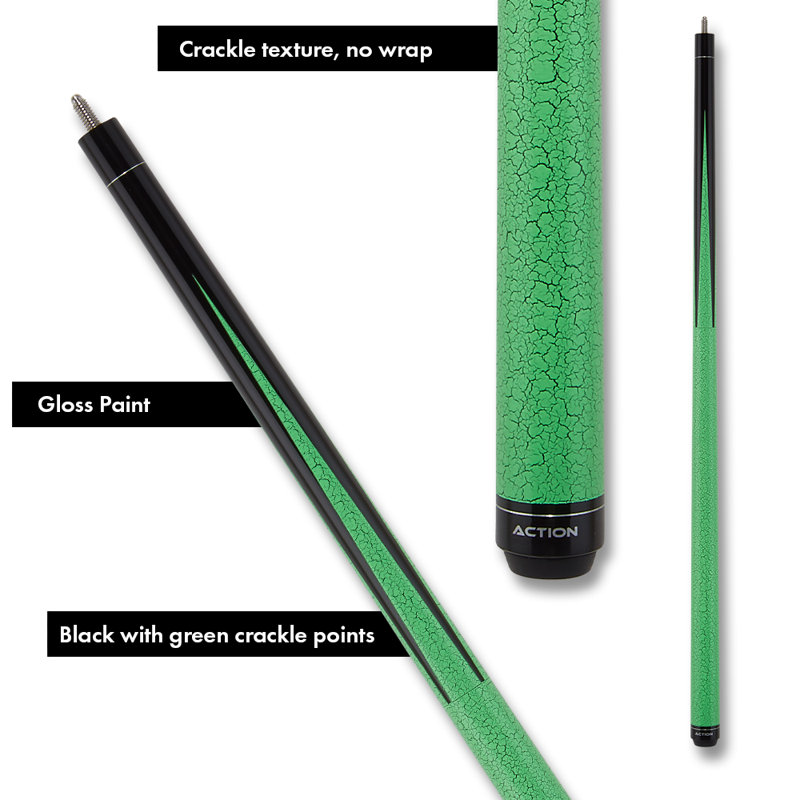 Action Heavy Break Pool Cue with Green Crackle Design - 25oz