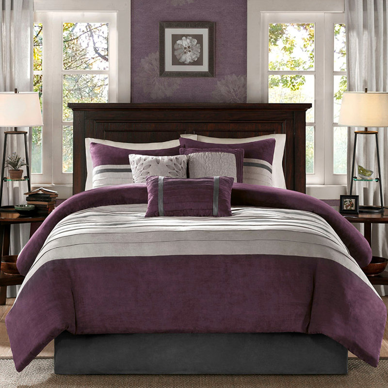 7 PC Pieced Comforter Set Purple