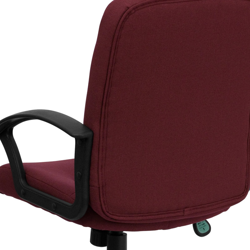 Mid-Back Fabric Executive Swivel Office Chair with Nylon Arms, Burgundy