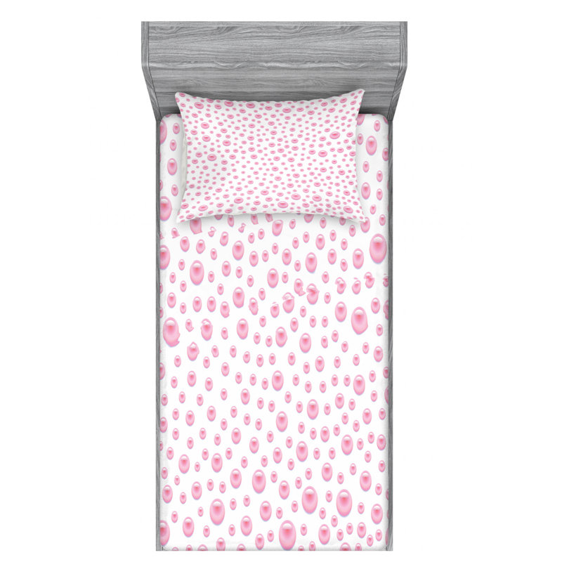 Microfiber Polka Dots Sheet Set, Twin XL Sheet Set with Fitted Sheet