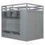 Lit mezzanine double avec tiroirs, tablettes et gris clair