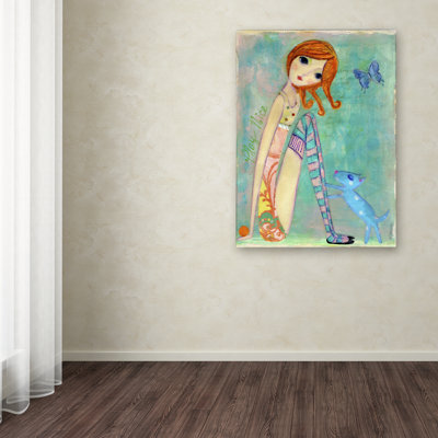 «Big Eyed Girl Play Nice» de Berkley, reproduction sur toile tendue