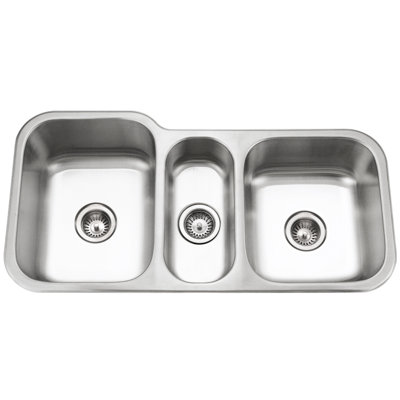 Évier de cuisine en acier inoxydable à double cuve avec crépine et grille Houzer 40 po Houzer - MGT-4120-C