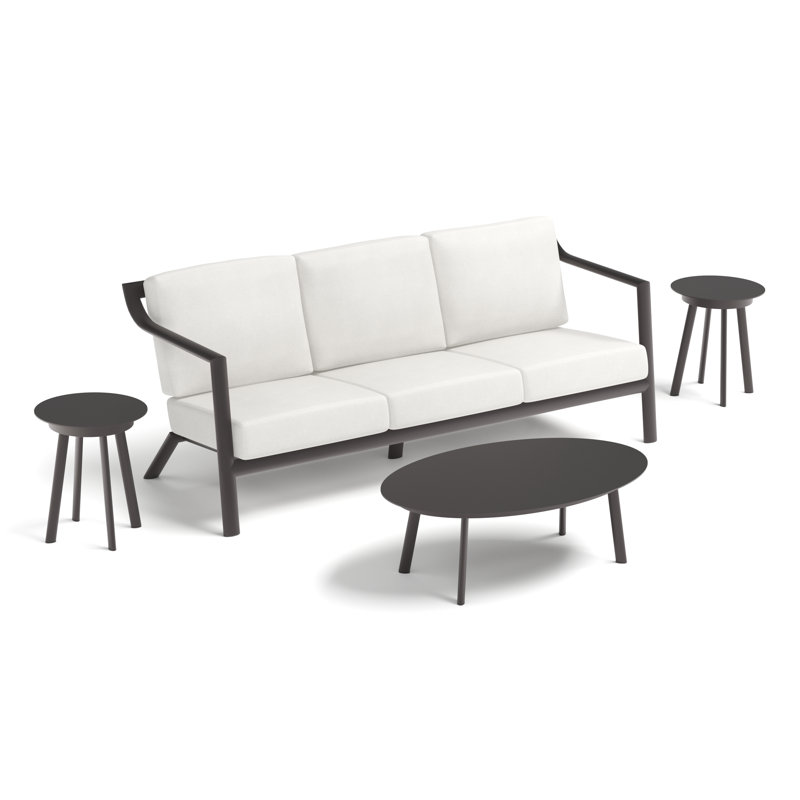 Markoe 4-Piece Sofa, Coffee Table & End Tables Lounge Set - Carbon - Sunbrella Bliss Linen Cushions