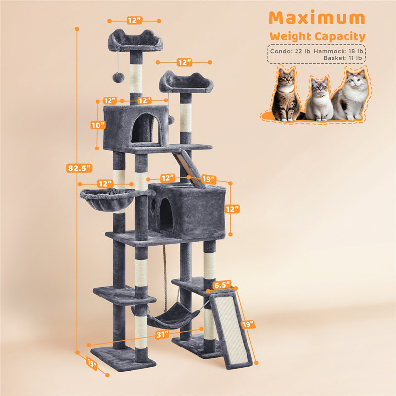 Dainel Multi-Level Cat Tree, Dark Gray