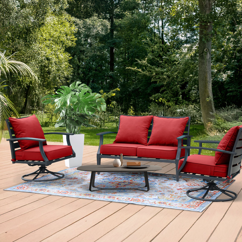 Outdoor Deep Seat Chair Cushion Set, Red, 23" W x 25.5" D