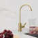 Single Handle Pull Down Kitchen Faucet with drinking Water Tap in Gold