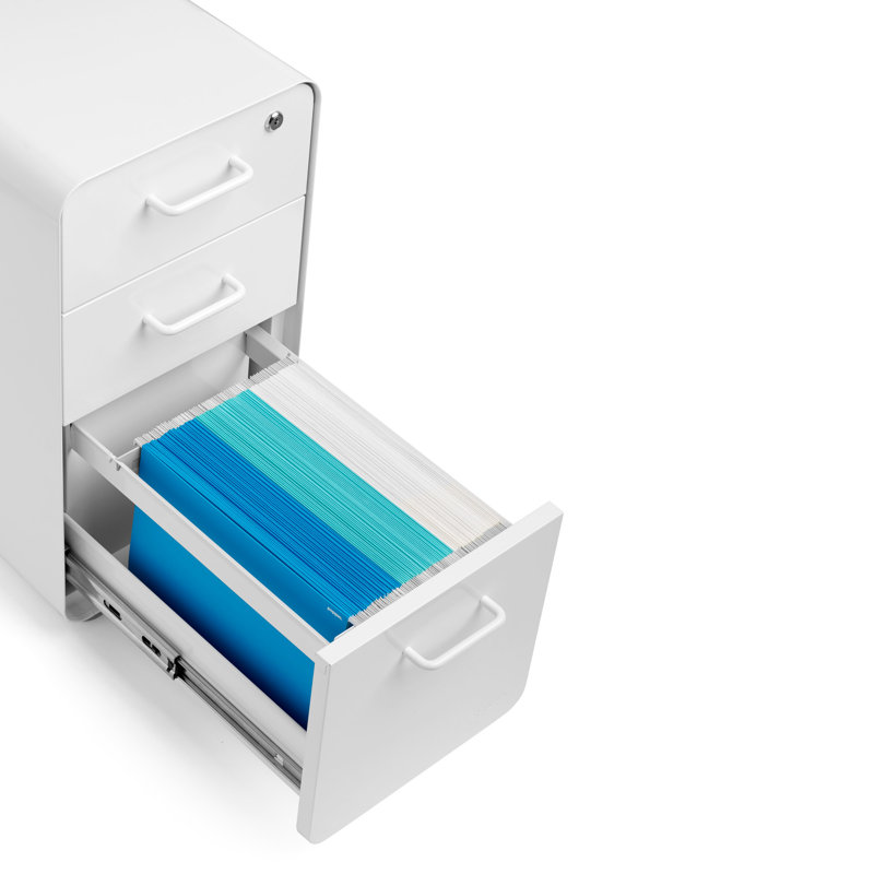  Stow Slim 3-Drawer Cabinet, With Caster, White, With Caster