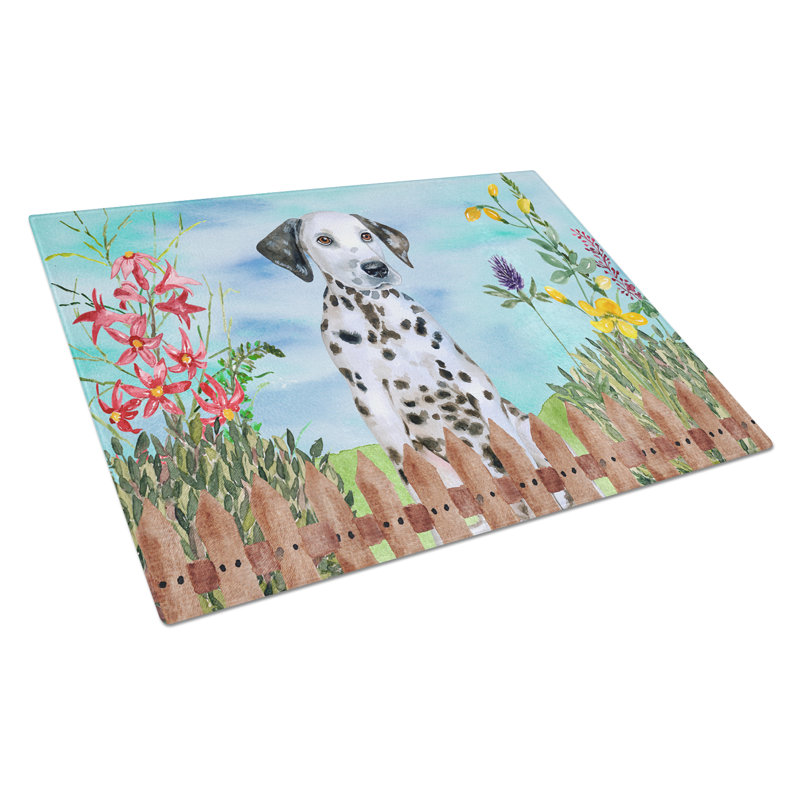 Planche à découper à ressorts en verre trempé caroline, Chiot Dalmatien