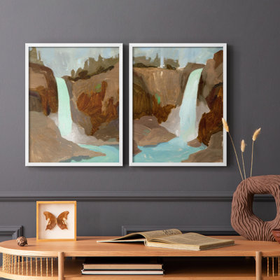 Impression encadrée Turquoise Falls I-Premium - prête à être accrochée - aucun clou requis - aucun clou requis